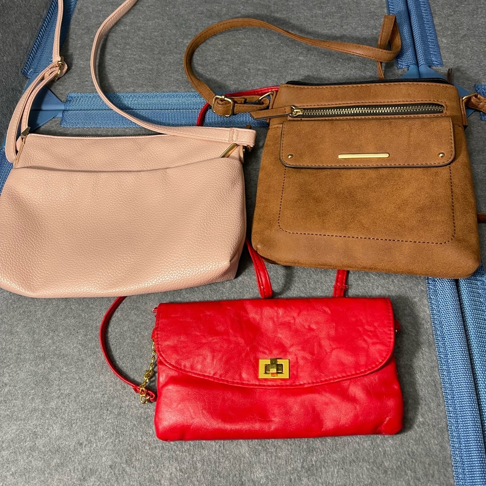 Crossbody Trio - Red, Pink, Brown